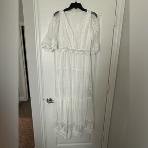 Baltic Barn White Lace Maxi Dress